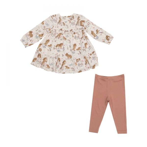 Picture of Angel Dear Smocked Ruffle Dress & Ribbed Legging - Pretty Ponies