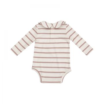 Picture of Angel Dear Peter Pan Collar Ribbed Modal Bodysuit - Misty Rose Stripe