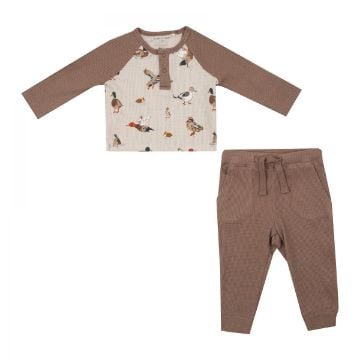 Picture of Angel Dear Bamboo Thermal Waffle Henley Jogger Ducks