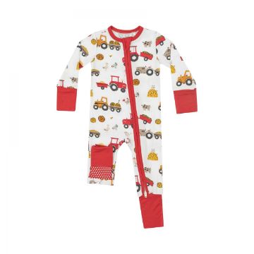 Picture of Angel Dear 2 Way Zipper Romper - Happy Tractors