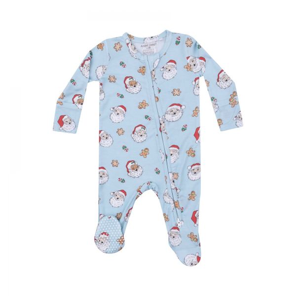 Picture of Angel Dear Bamboo 2 Way Zipper Footie - Vintage Santas Blue