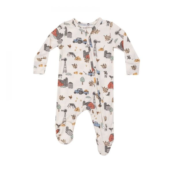 Picture of Angel Dear Bamboo 2 Way Zipper Footie - Hay Farmer Blue