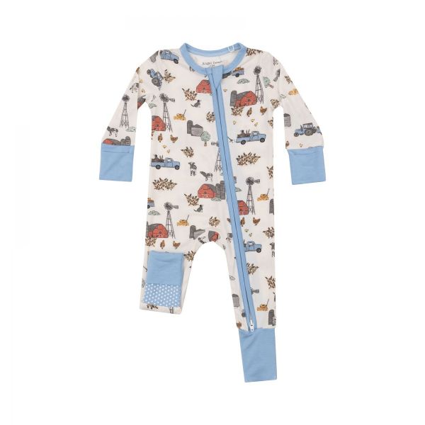 Picture of Angel Dear 2 Way Zipper Romper - Hay Farmer Blue