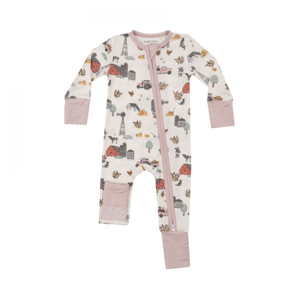 Picture of Angel Dear 2 Way Zipper Romper - Hay Farmer Pink