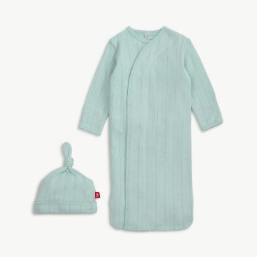 Picture of Love Lines Seagrass Organic Pointelle Gown Hat Set (Newborn - 3 Month) | Magnetic Me