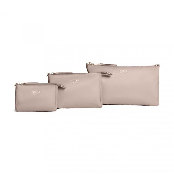 Picture of 3-Piece Pouch Clutch Purse Set - Taupe | Jujube