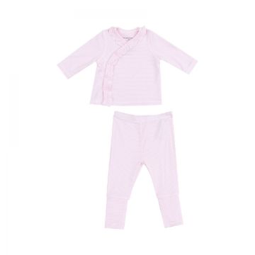 Picture of Stripe Classic Pink Bamboo Take me home Set with Roll Over Cuff Pant - Newborn