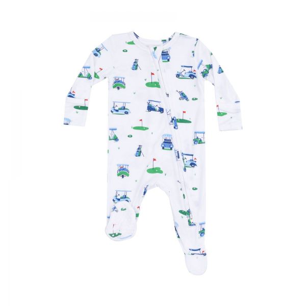 Picture of Angel Dear Vintage Golf Carts Blue 2 Way Zipper Footie