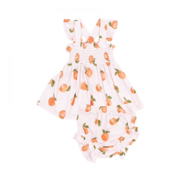 Picture of Angel Dear Watercolor Peaches Ruffle Strap Smocked Top and Diaper Cover