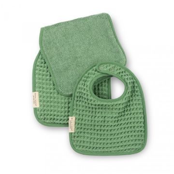 Picture of Reversible Bib + Burp Set Sea Foam | Bella Tunno