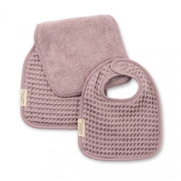 Picture of Reversible Bib + Burp Set Orchid | Bella Tunno