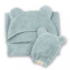 Picture of Hooded Towel + Wash Mitt Set Fog | Bella Tunno