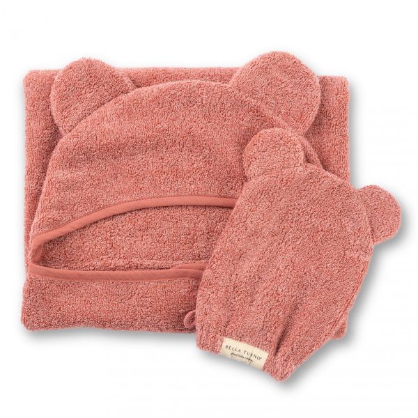 Picture of Hooded Towel + Wash Mitt Set Watermelon | Bella Tunno