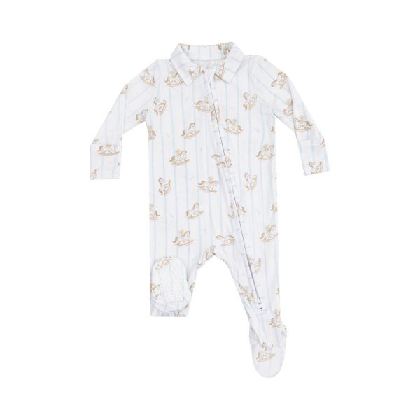 Picture of Angel Dear Vintage Rocking Horse Blue 2 Way Zipper Footie