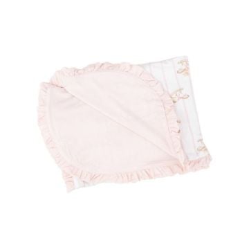 Picture of Vintage Rocking Horse - Pink Ruffle Recieving Blanket