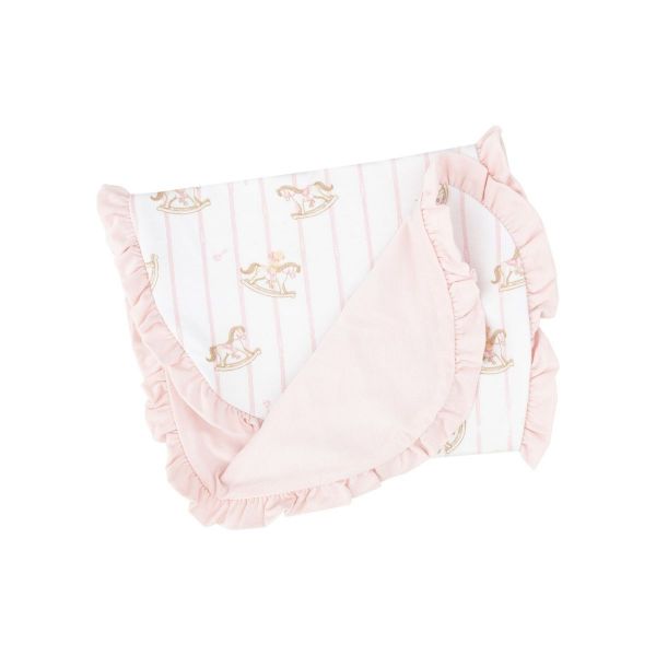 Picture of Vintage Rocking Horse - Pink Ruffle Burp Cloth