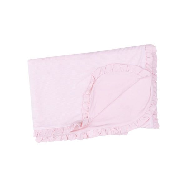 Picture of Stripe Classic Pink Ruffle Receiving Blanket