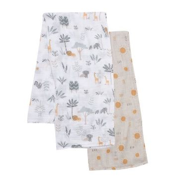 Picture of 2 Pk. Swaddle Blankets - Jungle Adventure | Lambs & Ivy