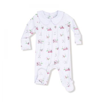 Picture of Angel Dear Baby Golf Carts Pink Smocked  - 2 Way Zipper Footie