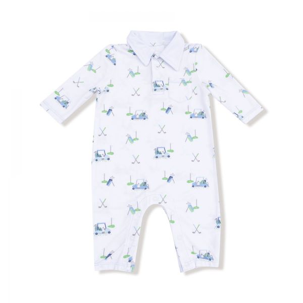 Picture of Angel Dear Baby Golf Carts Blue Polo Romper