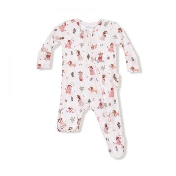 Picture of Angel Dear Cowgirl Dogs - Ruffle Back 2 Way Zipper Footie