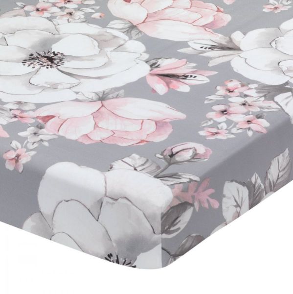 Picture of Sheet - Grey Floral - Botanical Baby - Signature | Lambs & Ivy